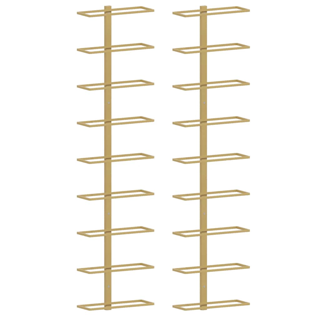 vidaXL Wand-Weinregale für 9 Flaschen 2 Stk. Golden Eisen