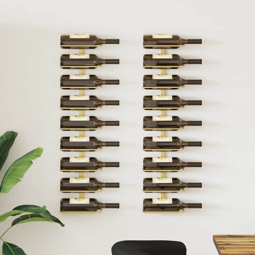vidaXL Wand-Weinregale für 9 Flaschen 2 Stk. Golden Eisen