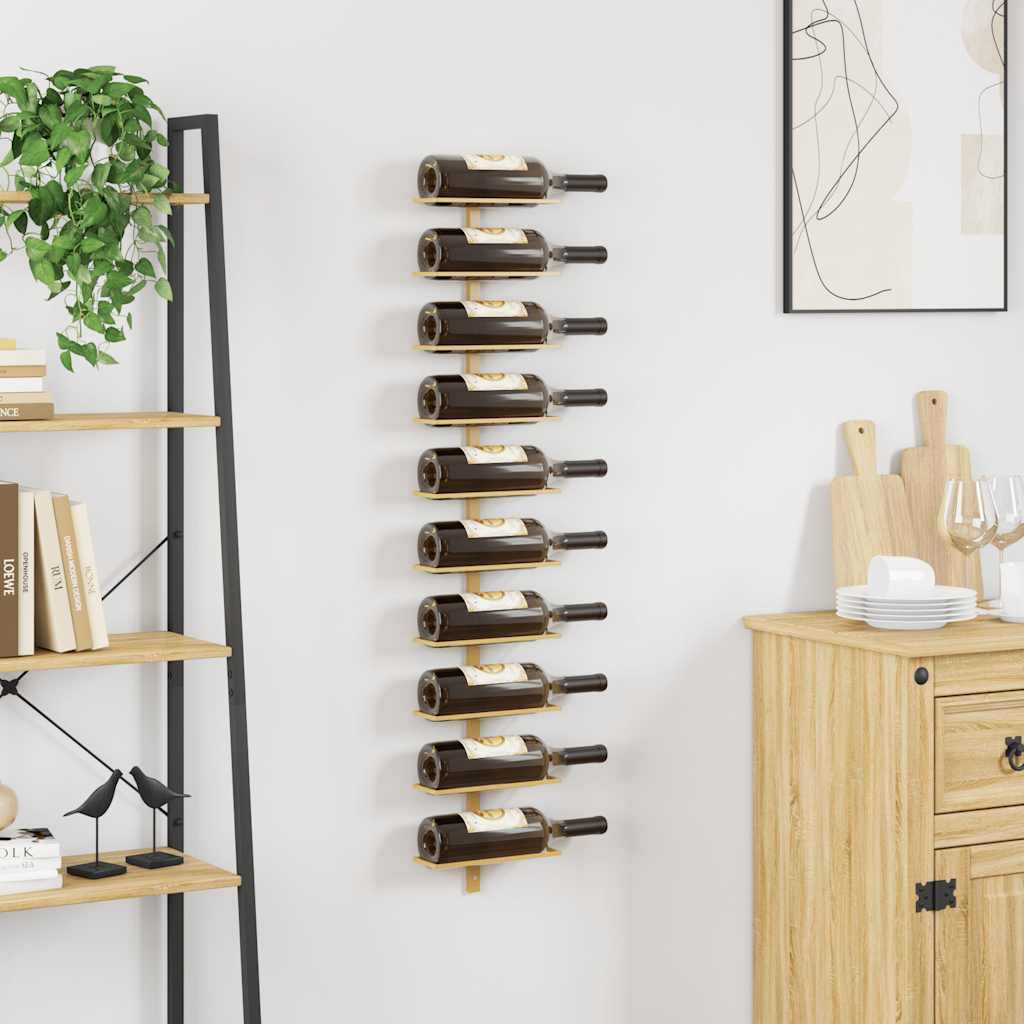 vidaXL Wand-Weinregal für 10 Flaschen Golden Metall