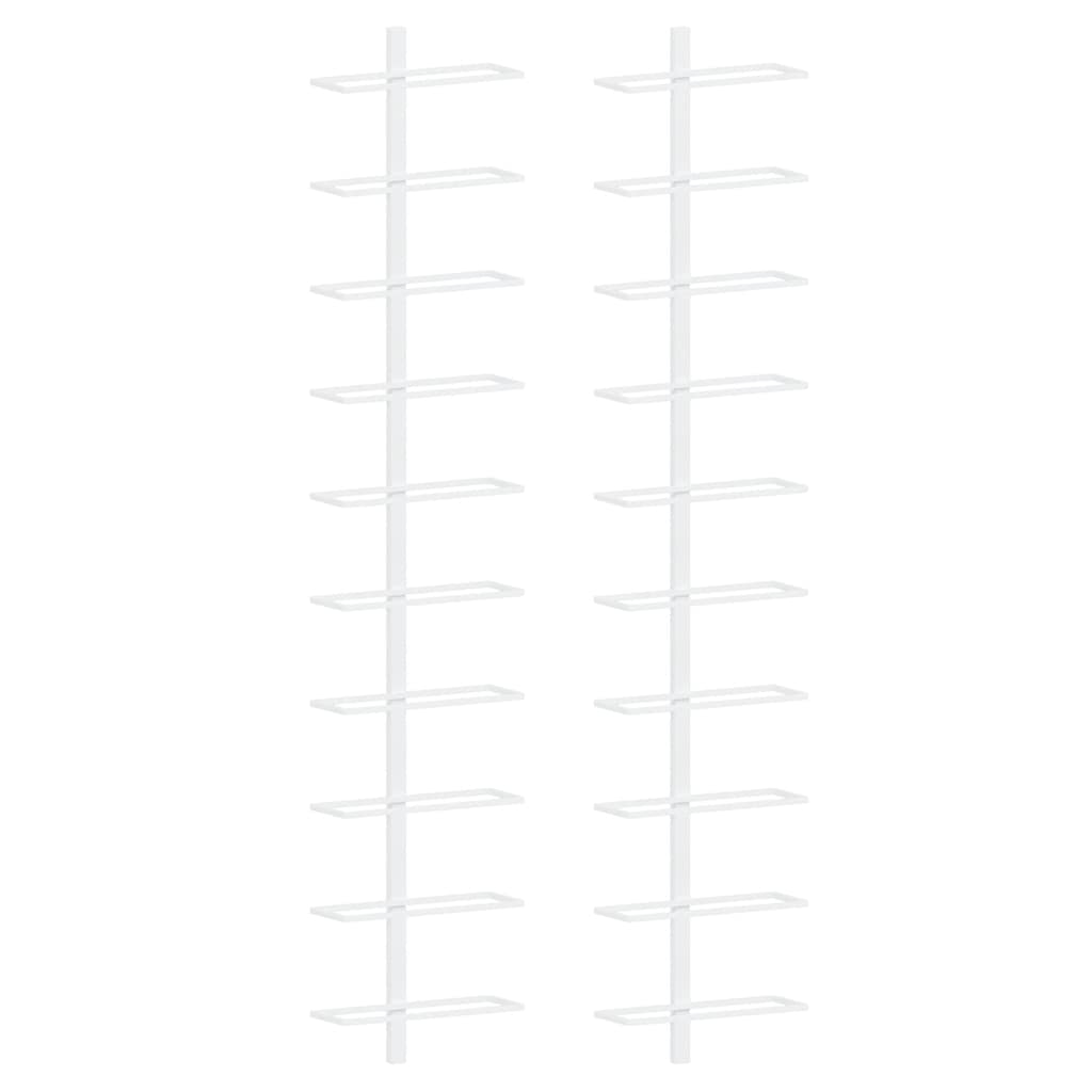 vidaXL Wand-Weinregale für 10 Flaschen 2 Stk. Weiß Metall