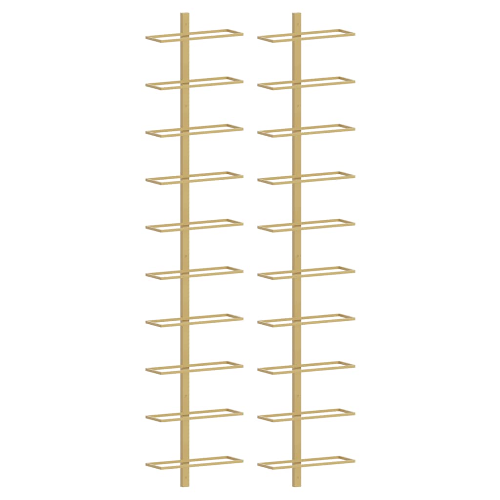 vidaXL Wand-Weinregale für 10 Flaschen 2 Stk. Golden Metall