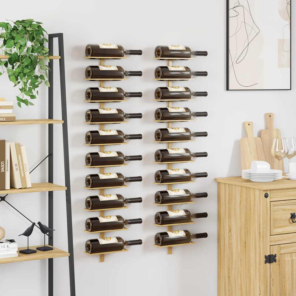vidaXL Wand-Weinregale für 10 Flaschen 2 Stk. Golden Metall