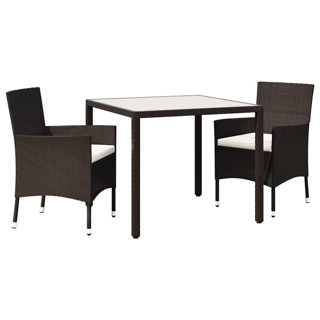 vidaXL 3-tlg. Garten-Essgruppe Poly Rattan Braun