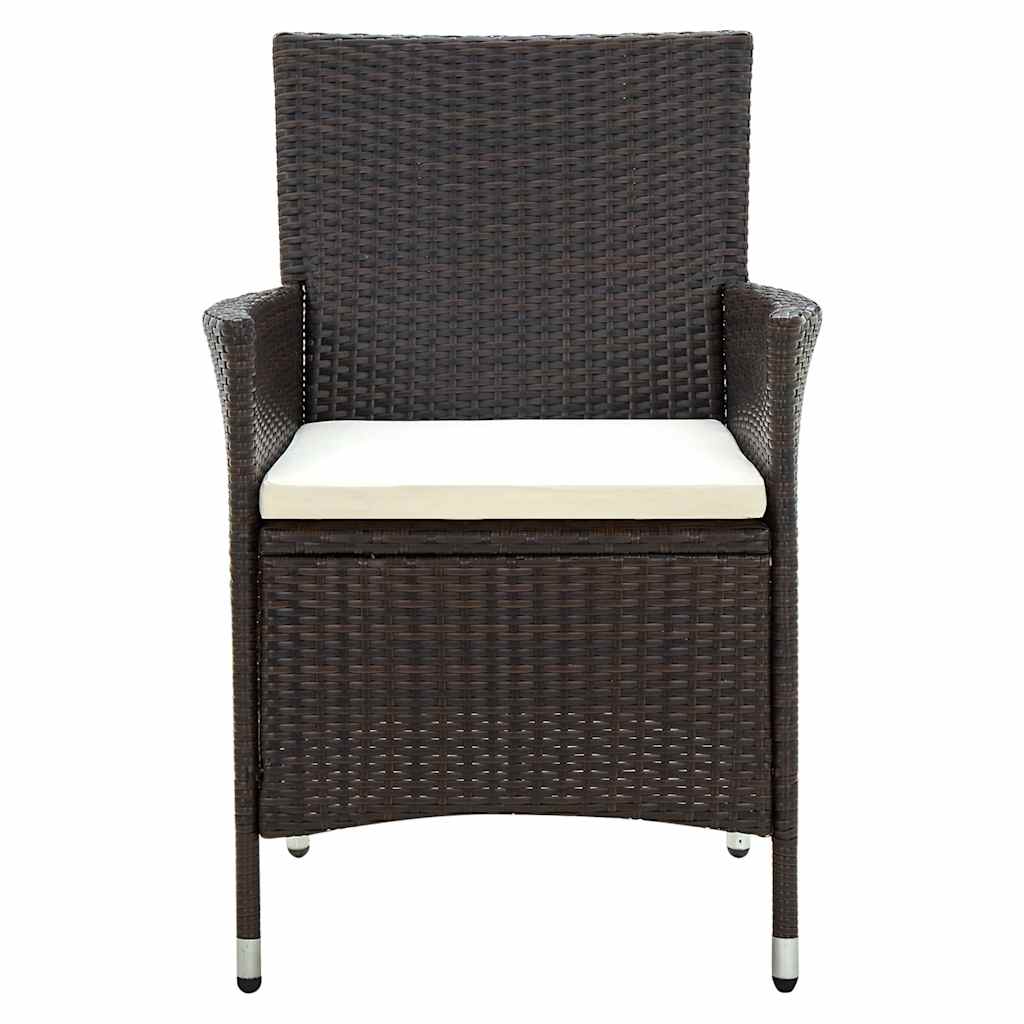 vidaXL 7-tlg. Garten-Essgruppe mit Auflagen Poly Rattan Braun