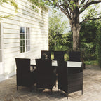 vidaXL 7-tlg. Garten-Essgruppe mit Auflagen Poly Rattan Braun