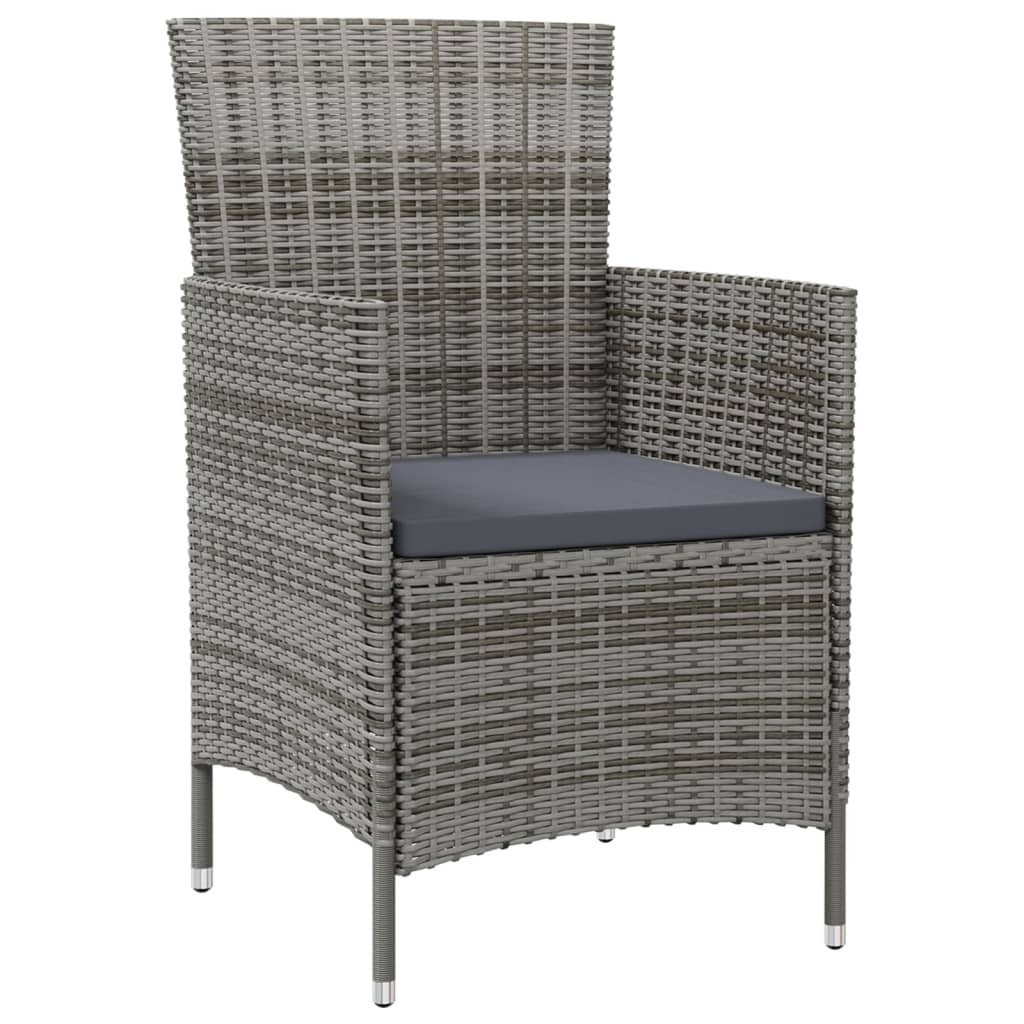vidaXL 3-tlg. Garten-Essgruppe mit Kissen Poly Rattan Grau