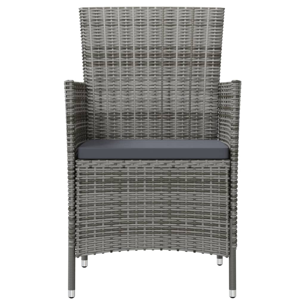 vidaXL 3-tlg. Garten-Essgruppe mit Kissen Poly Rattan Grau