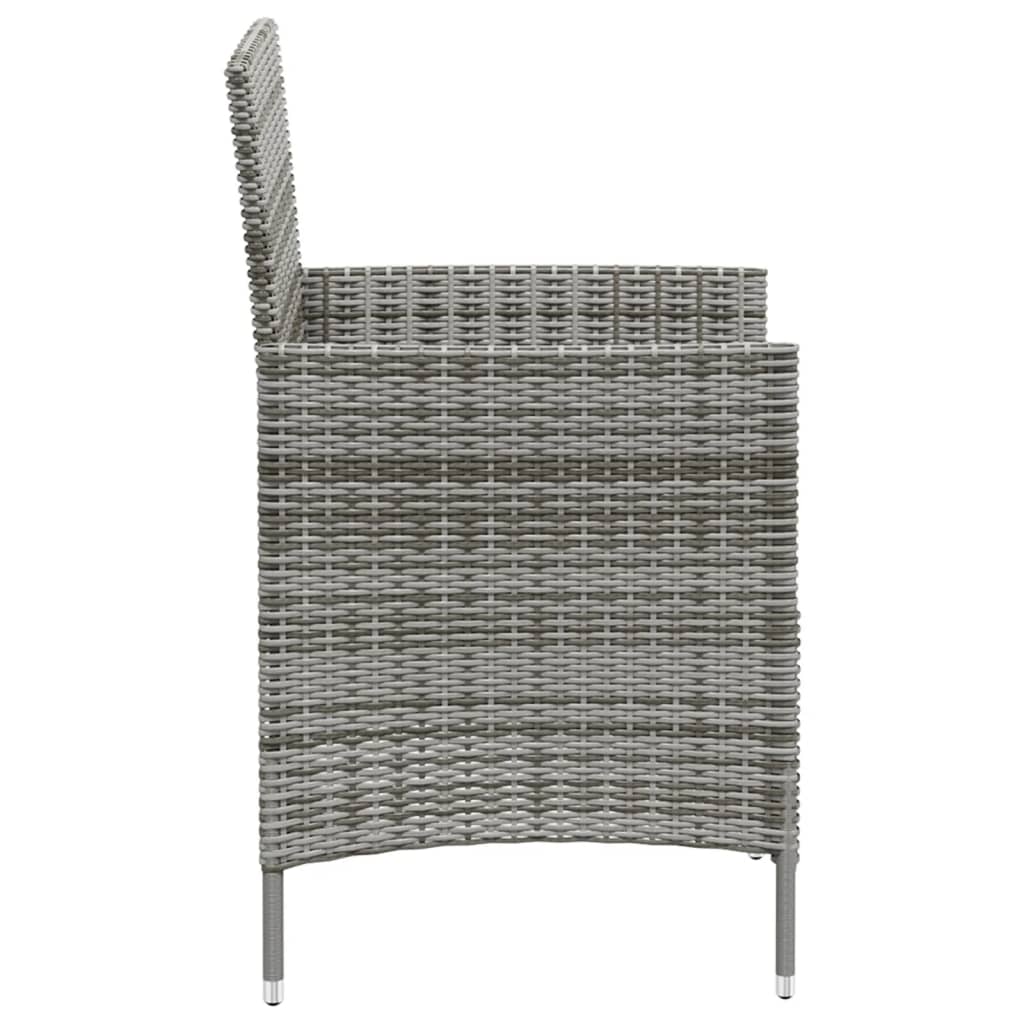 vidaXL 3-tlg. Garten-Essgruppe mit Kissen Poly Rattan Grau