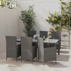 vidaXL 7-tlg. Garten-Essgruppe mit Kissen Poly Rattan Grau