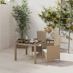 vidaXL 3-tlg. Garten-Essgruppe mit Auflagen Poly Rattan Schwarz