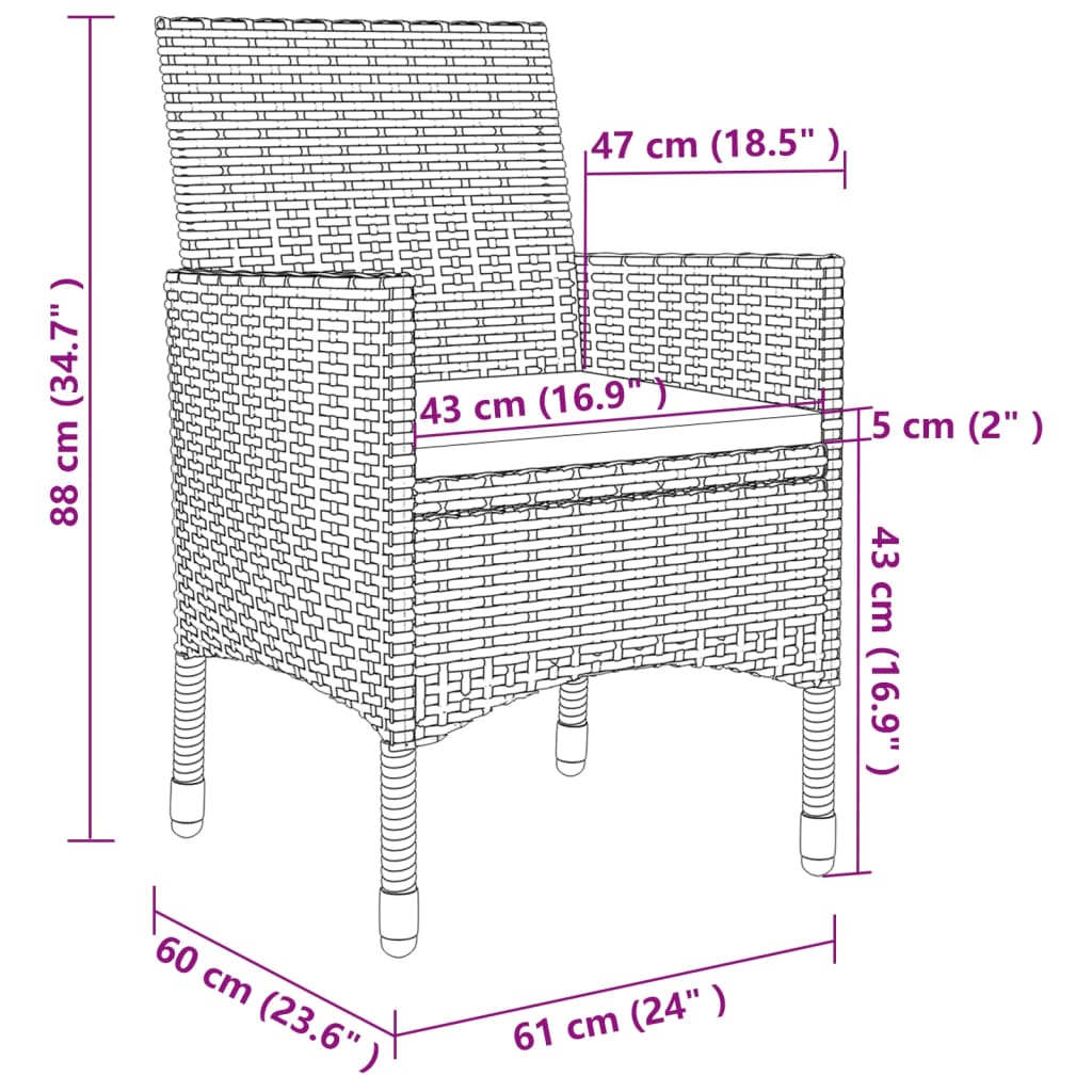 vidaXL 11-tlg. Garten-Essgruppe mit Kissen Poly Rattan Beige