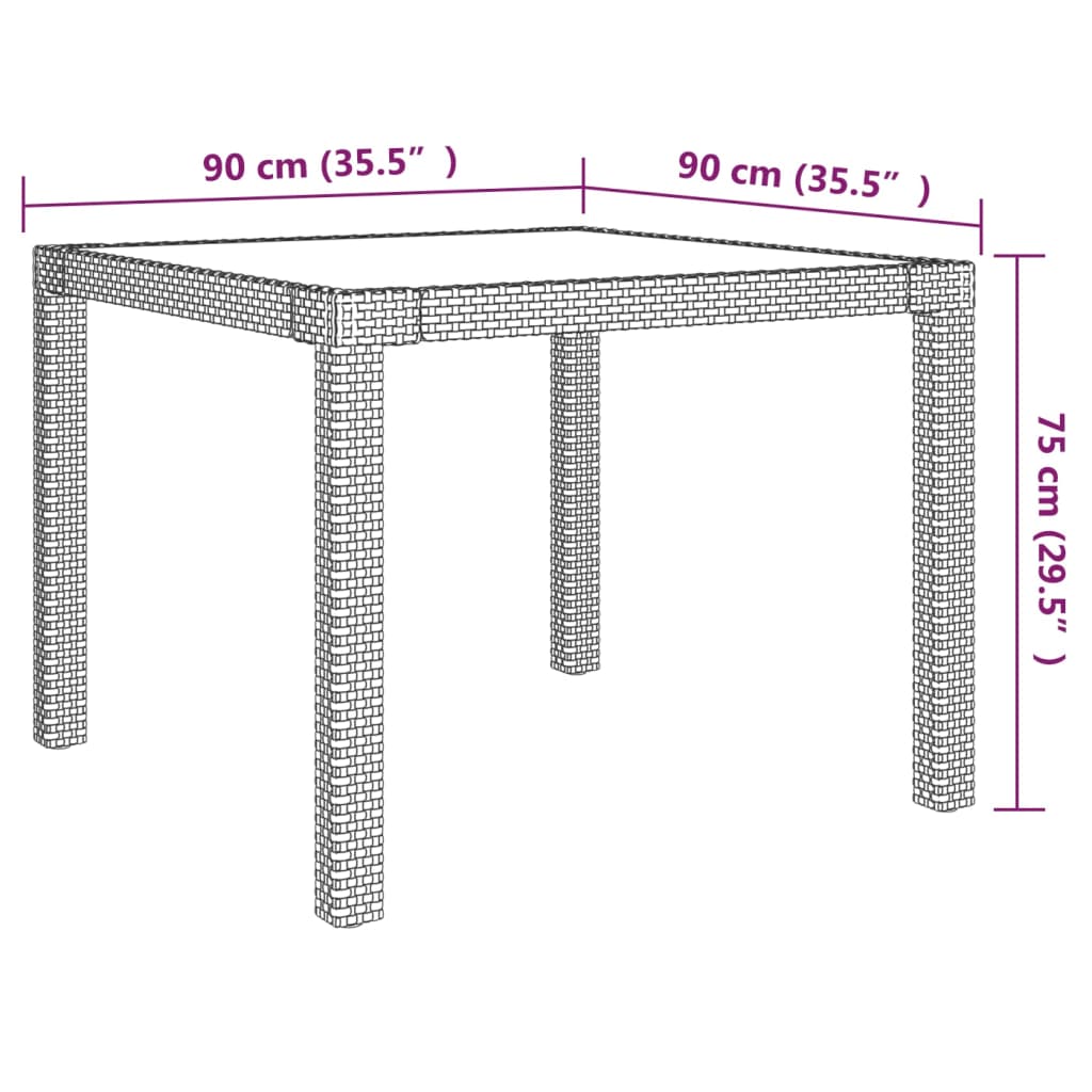 vidaXL 3-tlg. Garten-Essgruppe mit Auflagen Poly Rattan Schwarz & Grau