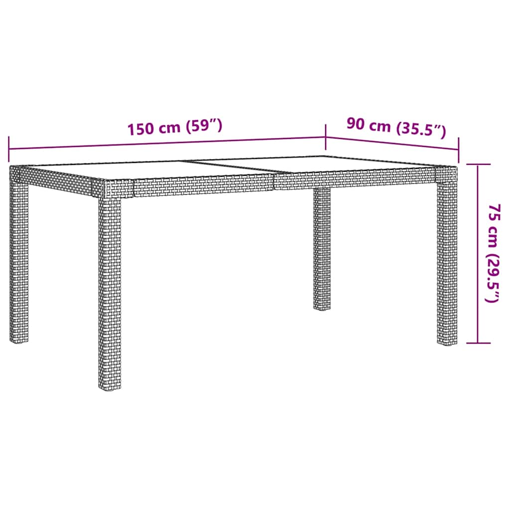 vidaXL 7-tlg. Garten-Essgruppe mit Auflagen Poly Rattan Schwarz & Grau