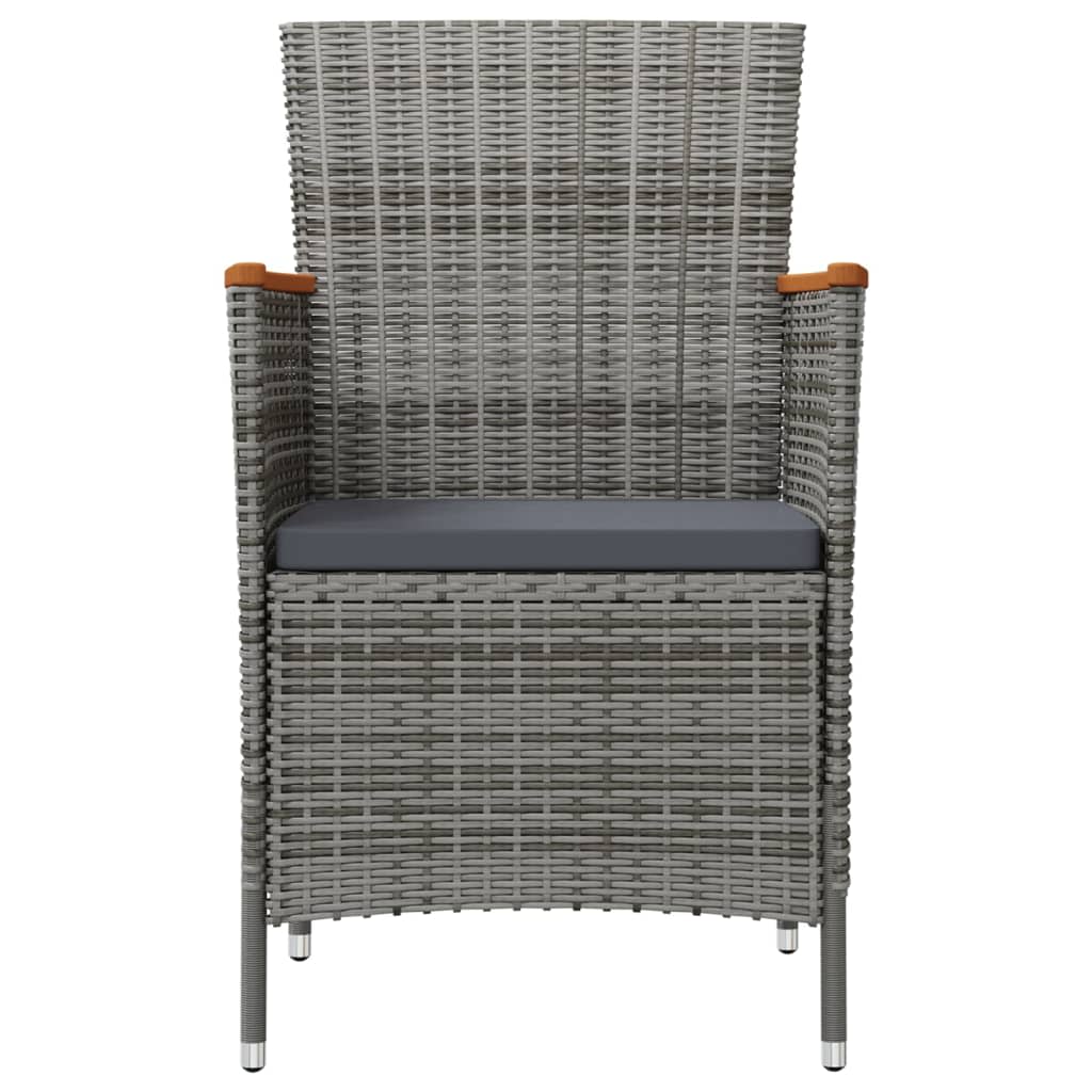 vidaXL 11-tlg. Garten-Essgruppe mit Kissen Poly Rattan Schwarz & Grau