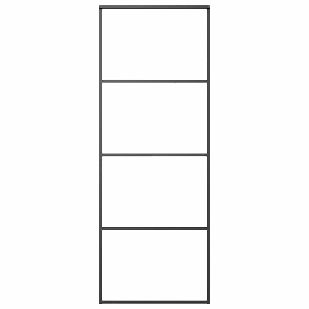vidaXL Schiebetür ESG-Glas und Aluminium mattiert 76x205 cm Schwarz