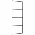 vidaXL Schiebetür ESG-Glas und Aluminium mattiert 76x205 cm Schwarz