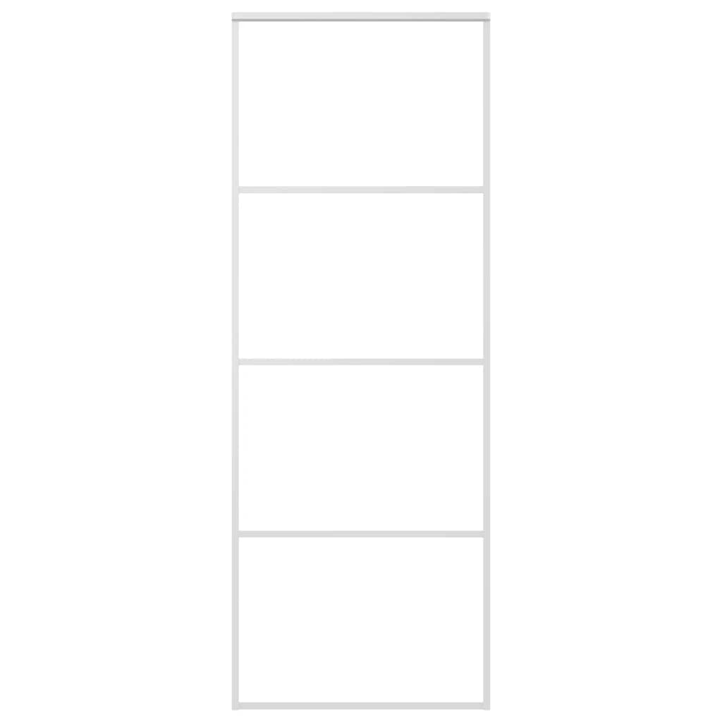 vidaXL Schiebetür ESG-Mattglas und Aluminium 76x205 cm Weiß