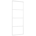 vidaXL Schiebetür ESG-Mattglas und Aluminium 76x205 cm Weiß