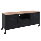 vidaXL TV-Schrank Schwarz 110x30x43 cm Eisen und Massivholz Tanne