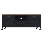 vidaXL TV-Schrank Schwarz 110x30x43 cm Eisen und Massivholz Tanne