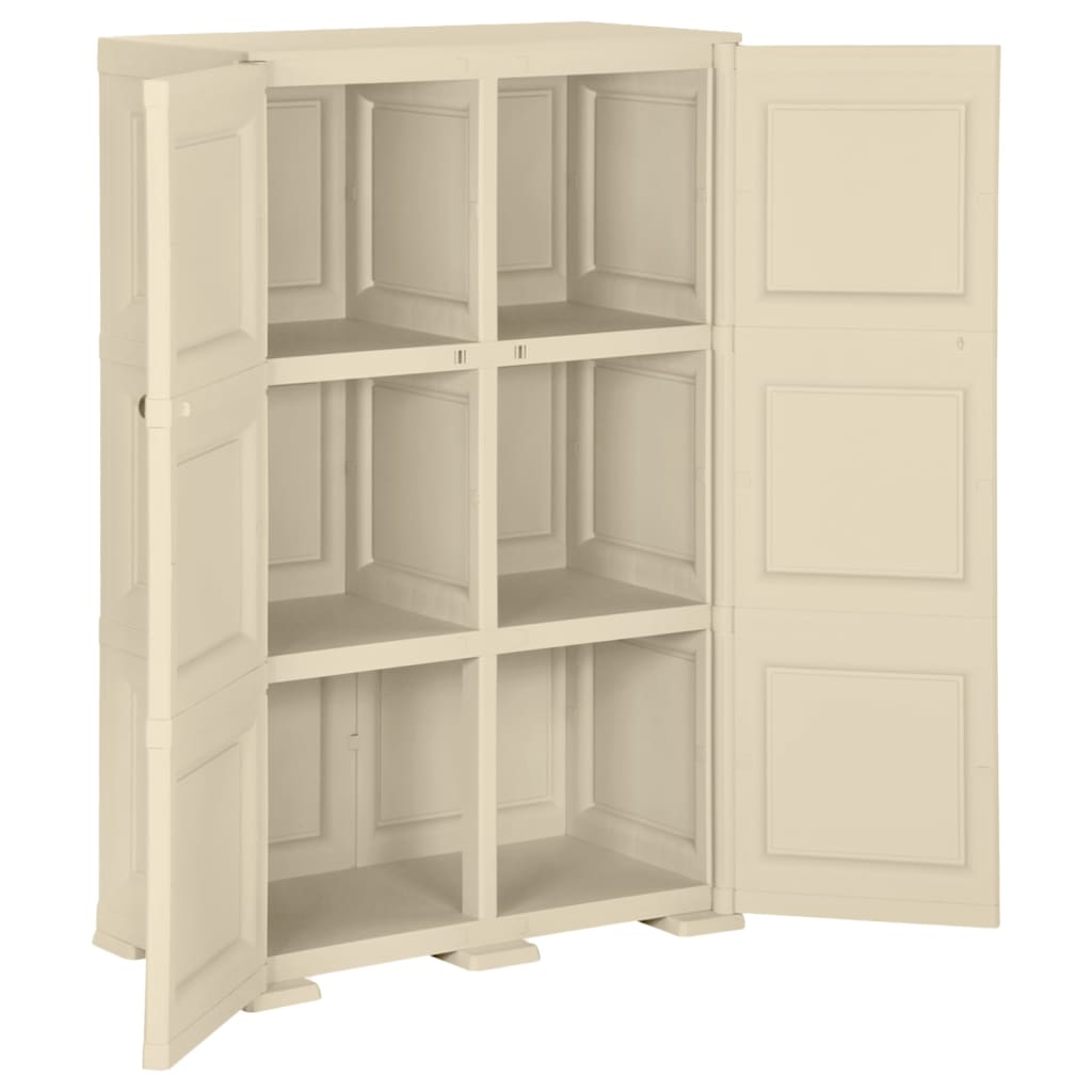vidaXL Kunststoffschrank 79x43x125 cm Holzdesign Angora-Weiß