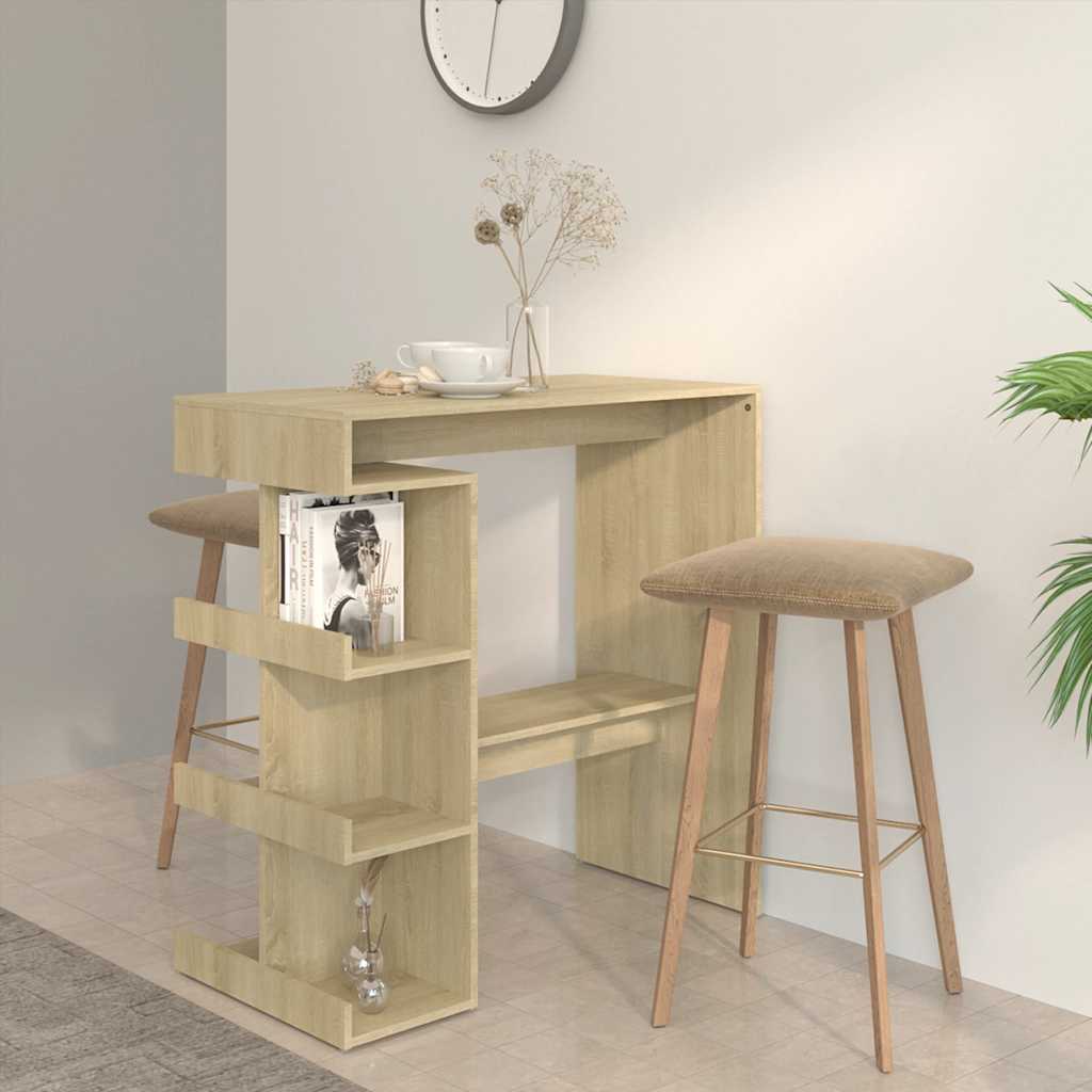 vidaXL Bartisch mit Regal Sonoma-Eiche 100x50x101,5 cm Holzwerkstoff