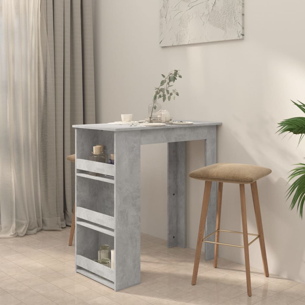 vidaXL Bartisch mit Regal Betongrau 102x50x103,5 cm