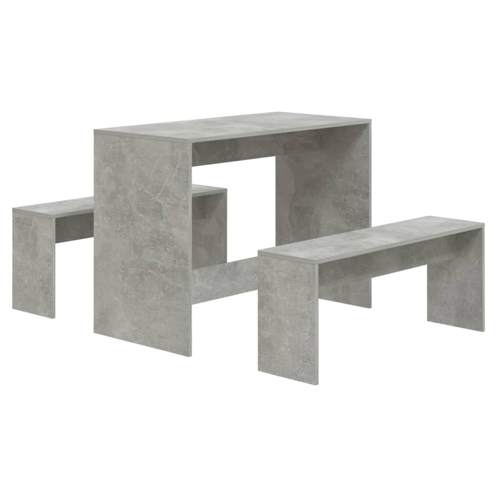 vidaXL 3-tlg. Essgruppe Betongrau Holzwerkstoff