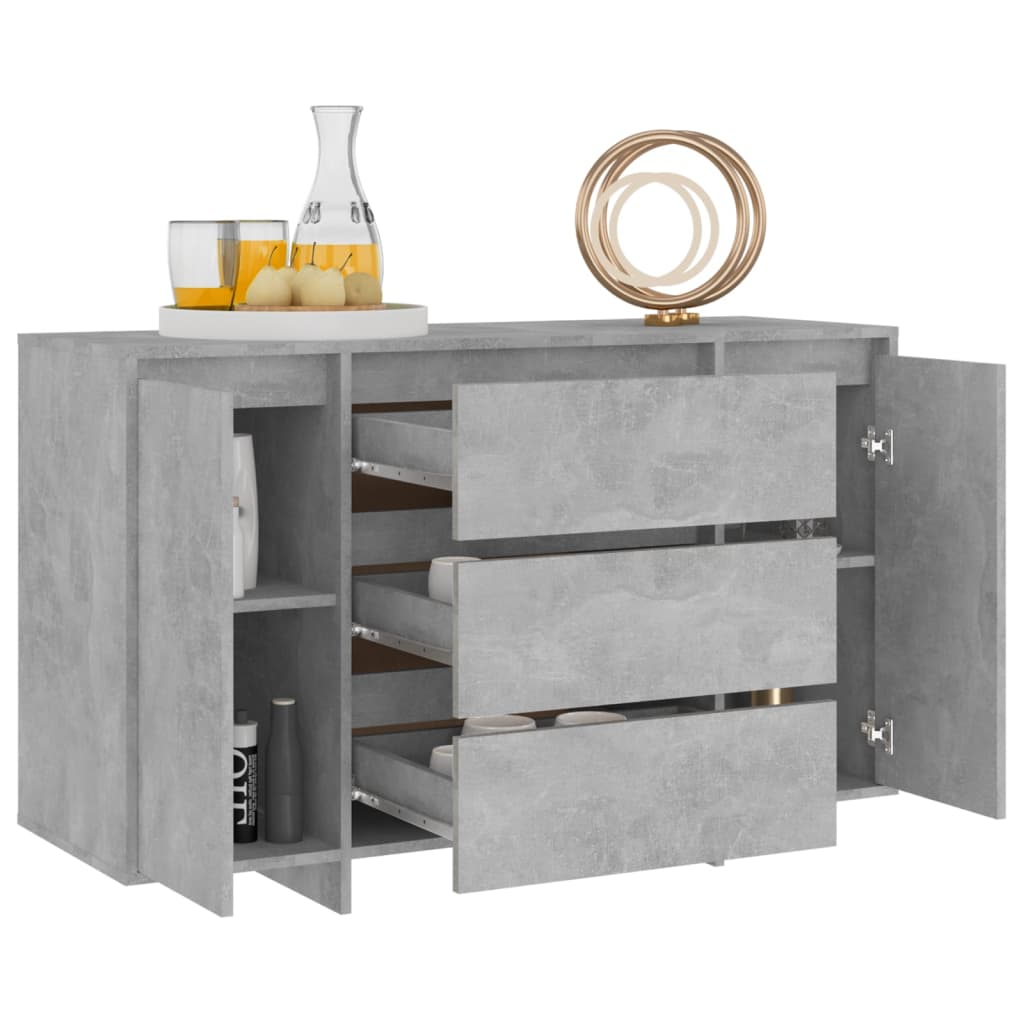 vidaXL Sideboard mit 3 Schubladen Betongrau 120x41x75 cm Holzwerkstoff