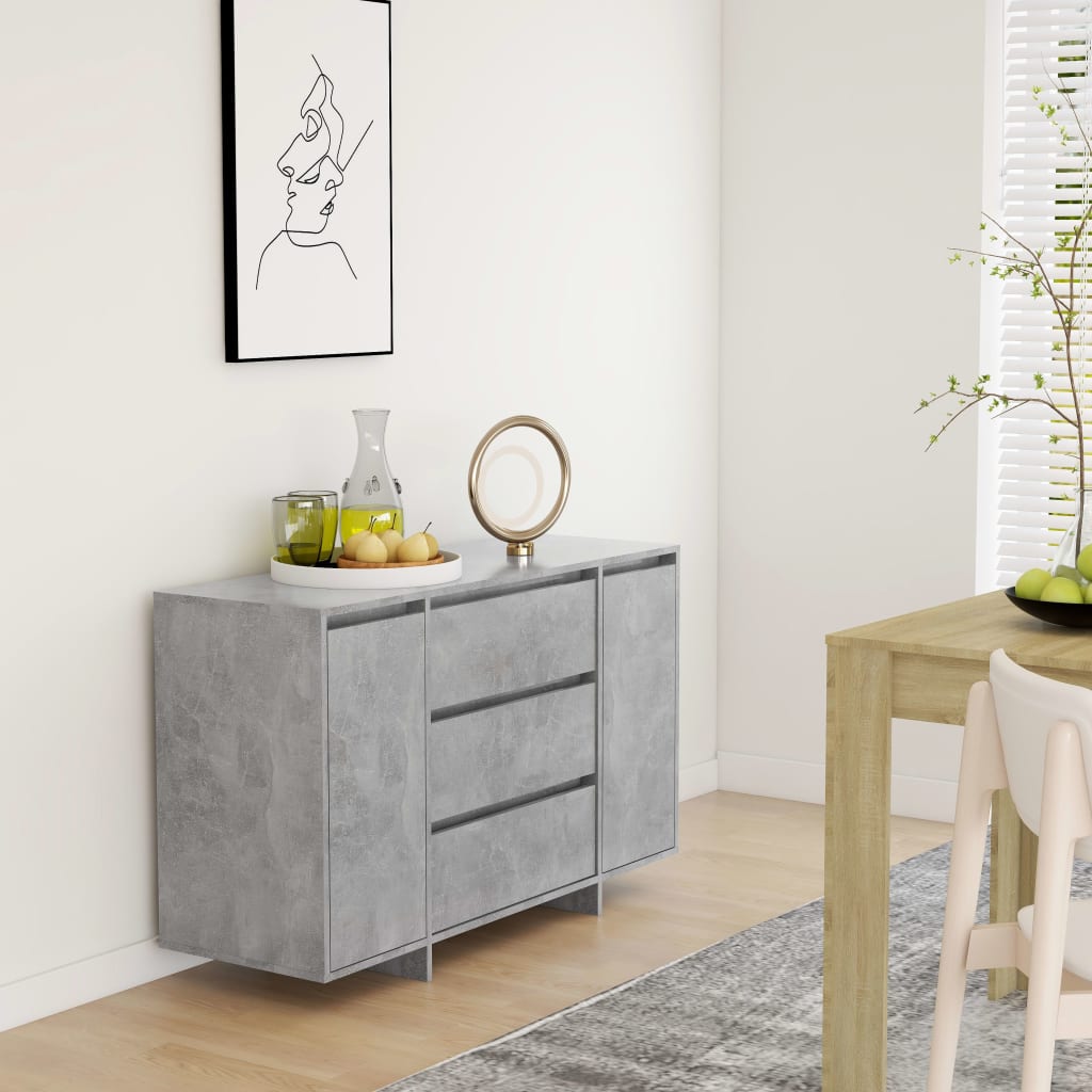 vidaXL Sideboard mit 3 Schubladen Betongrau 120x41x75 cm Holzwerkstoff