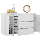 vidaXL Sideboard 3 Schubladen Hochglanz-Weiß 120x41x75cm Holzwerkstoff