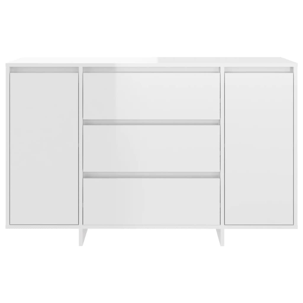 vidaXL Sideboard 3 Schubladen Hochglanz-Weiß 120x41x75cm Holzwerkstoff