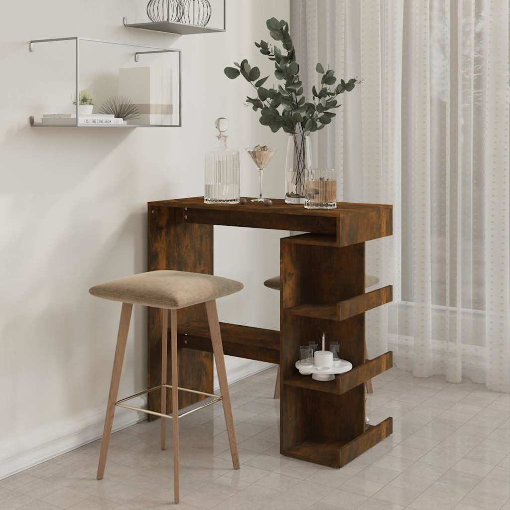 vidaXL Bartisch mit Regal Räuchereiche 100x50x101,5 cm Holzwerkstoff