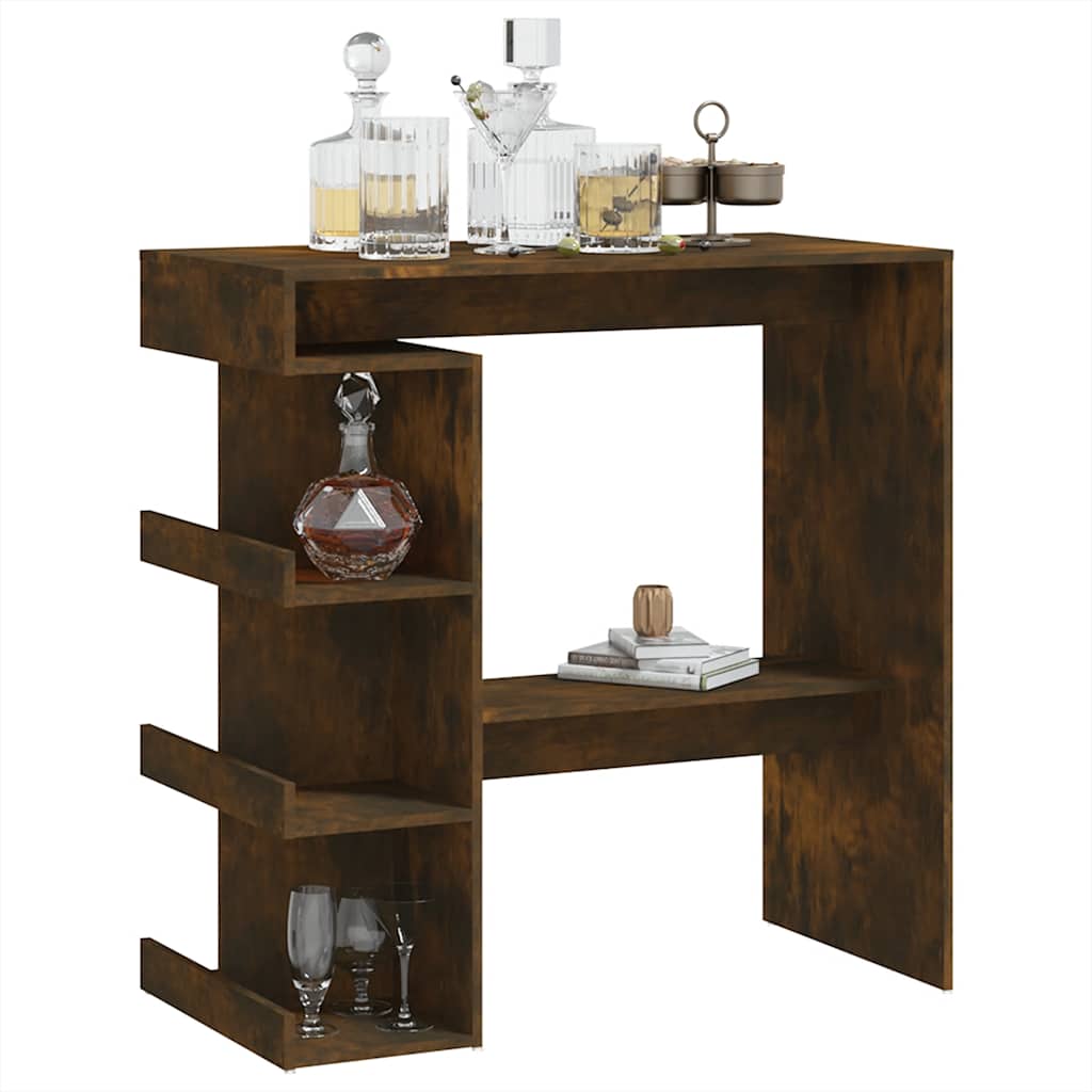 vidaXL Bartisch mit Regal Räuchereiche 100x50x101,5 cm Holzwerkstoff