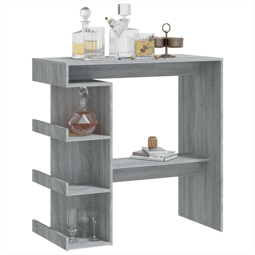 vidaXL Bartisch mit Regal Grau Sonoma 100x50x101,5 cm