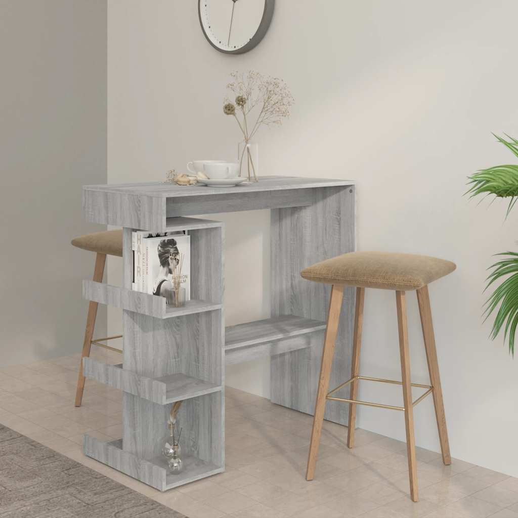vidaXL Bartisch mit Regal Grau Sonoma 100x50x101,5 cm