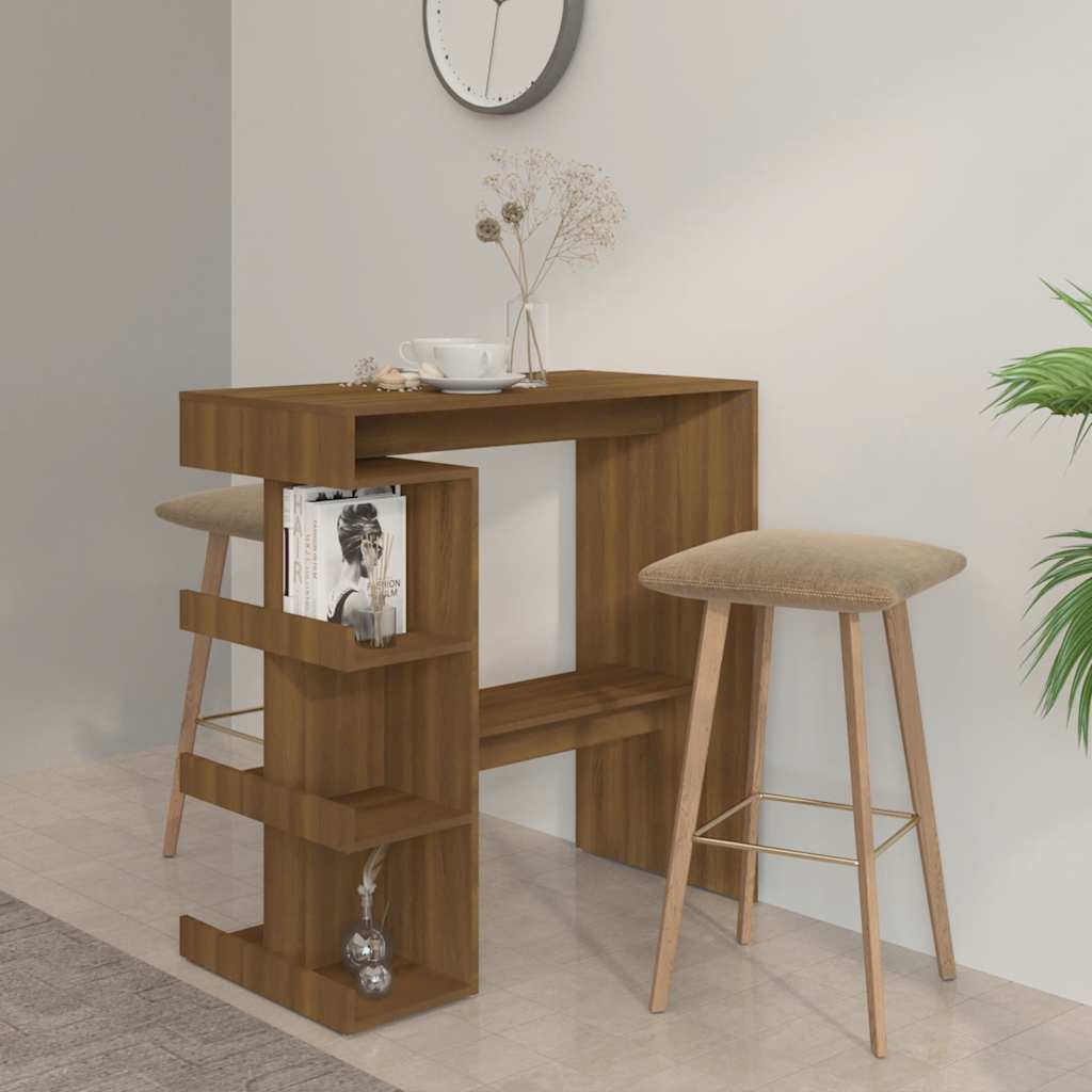 vidaXL Bartisch mit Regal Braun Eiche 100x50x101,5cm Holzwerkstoff