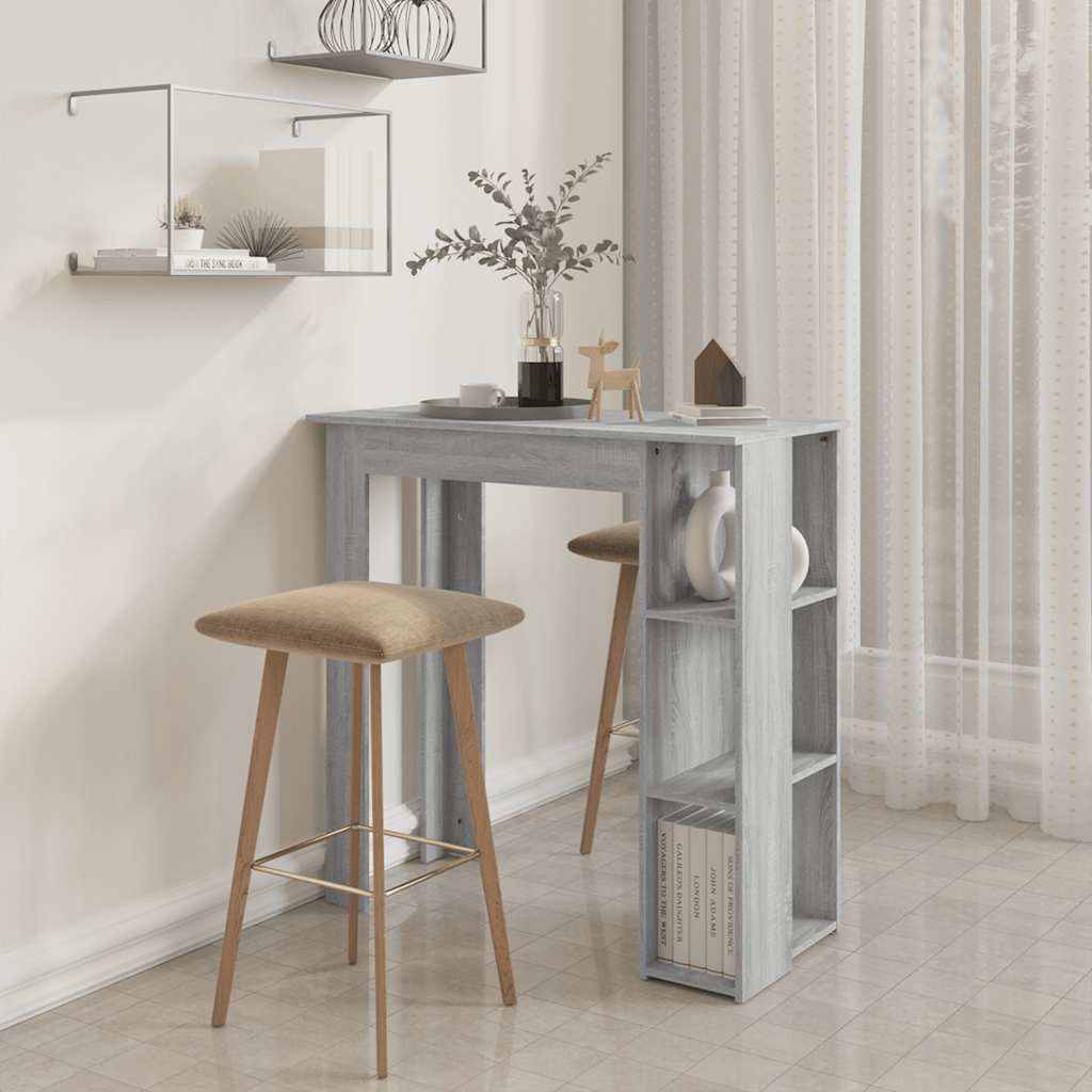 vidaXL Bartisch mit Regal Grau Sonoma 102x50x103,5 cm Holzwerkstoff