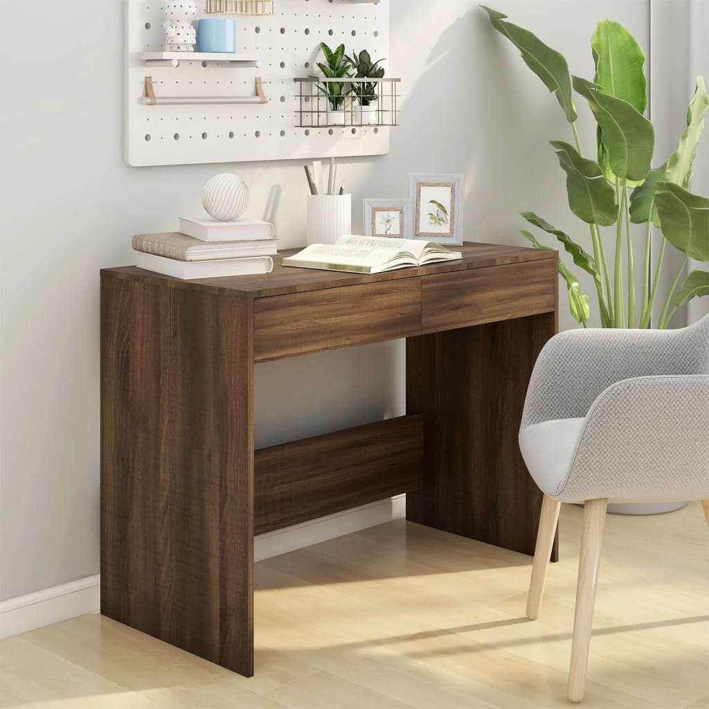 vidaXL Schreibtisch Braun Eichen-Optik 101x50x76,5 cm Holzwerkstoff