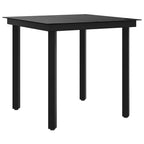 vidaXL Garten-Esstisch Schwarz 80x80x74 cm Stahl und Glas