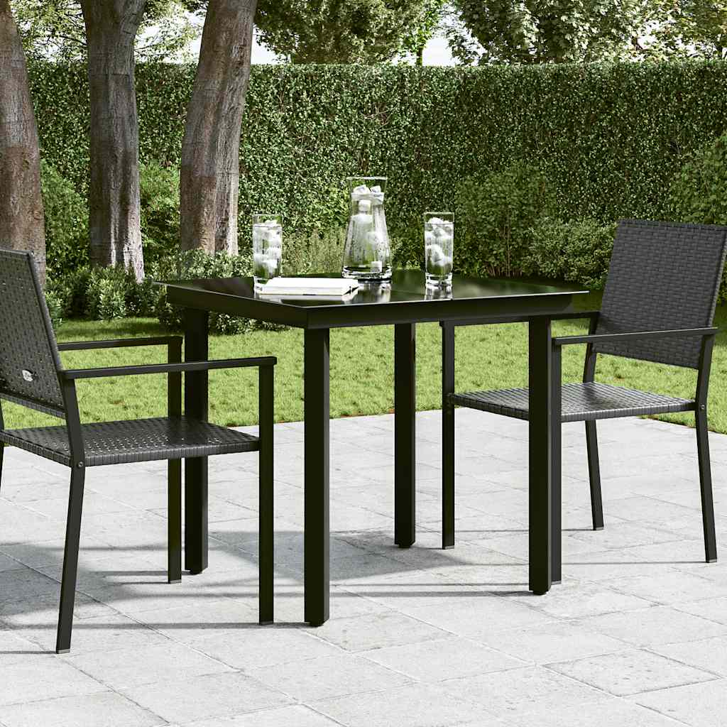 vidaXL Garten-Esstisch Schwarz 80x80x74 cm Stahl und Glas