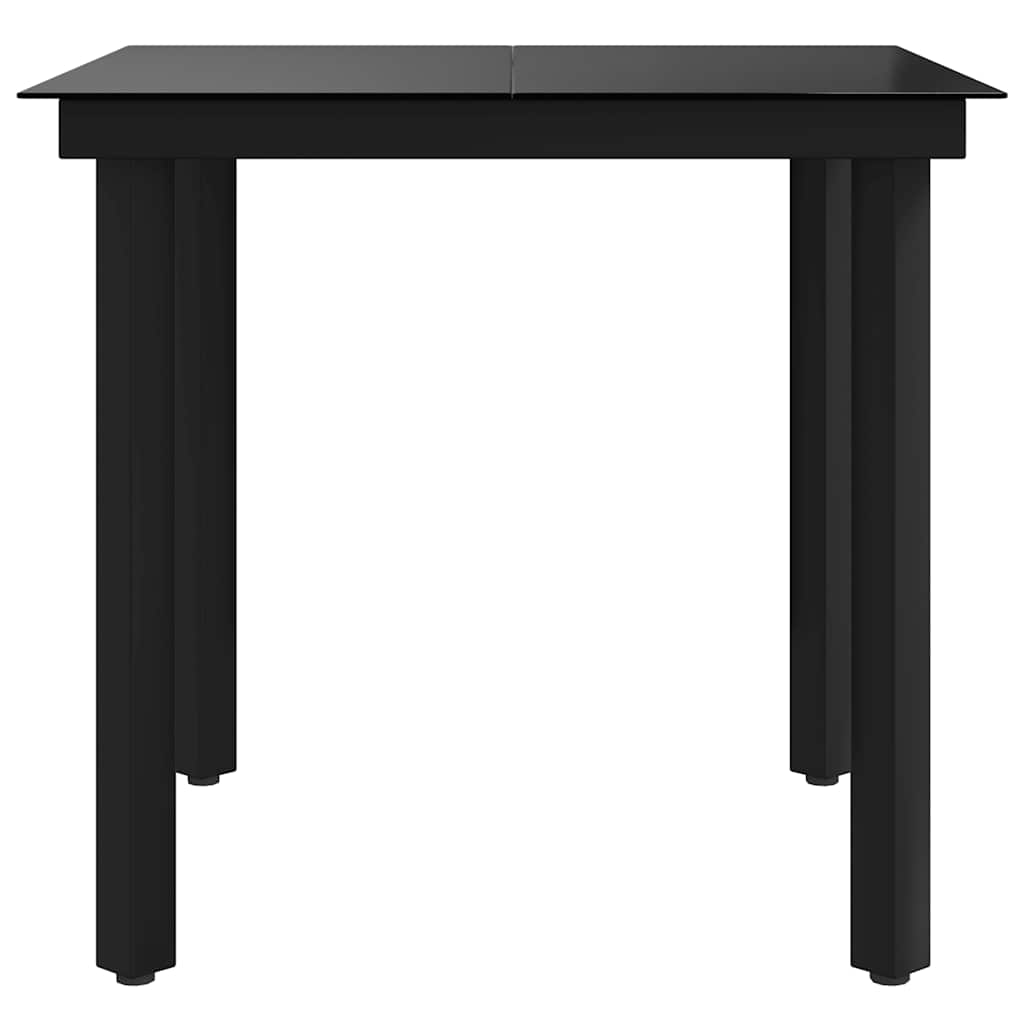 vidaXL Garten-Esstisch Schwarz 80x80x74 cm Stahl und Glas
