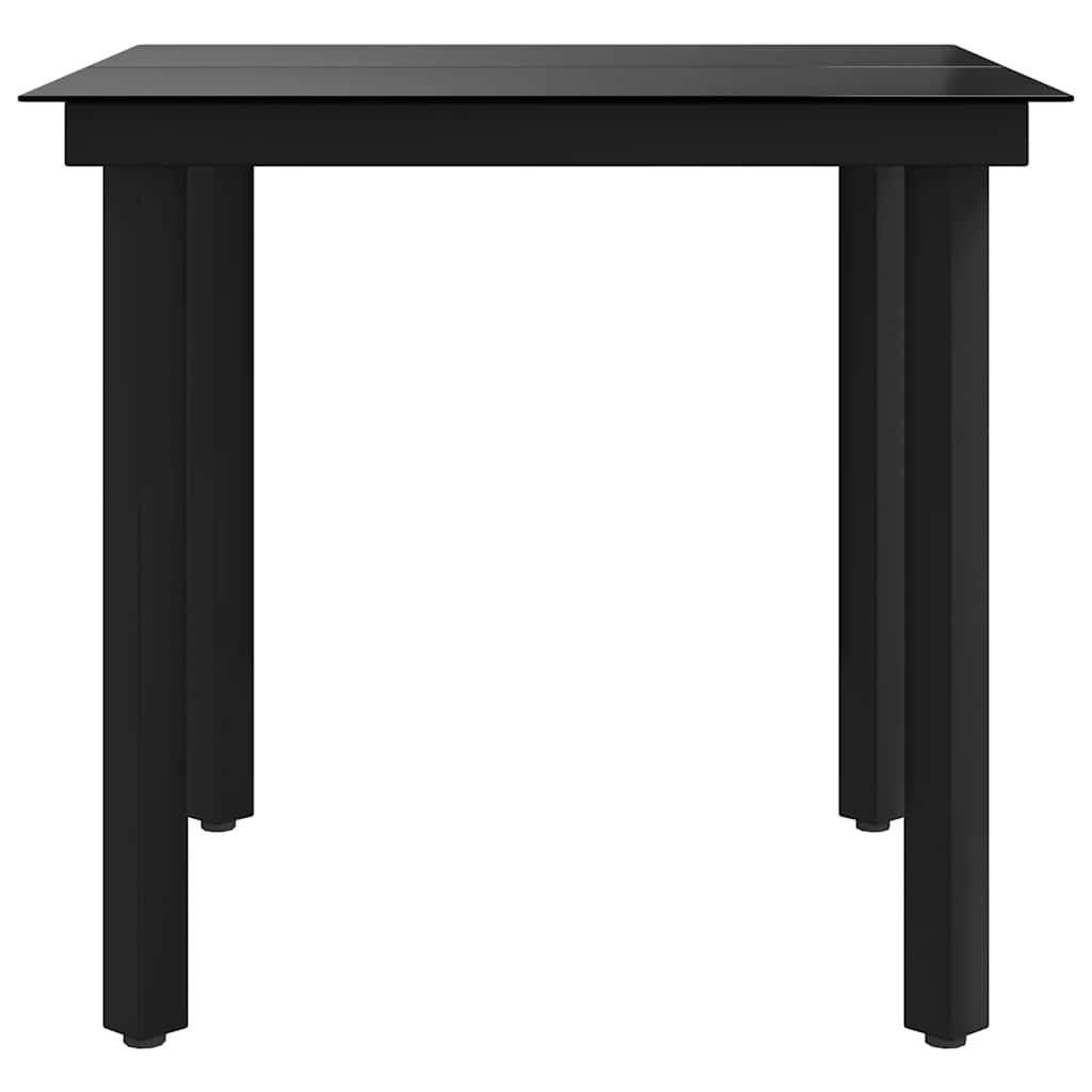 vidaXL Garten-Esstisch Schwarz 80x80x74 cm Stahl und Glas