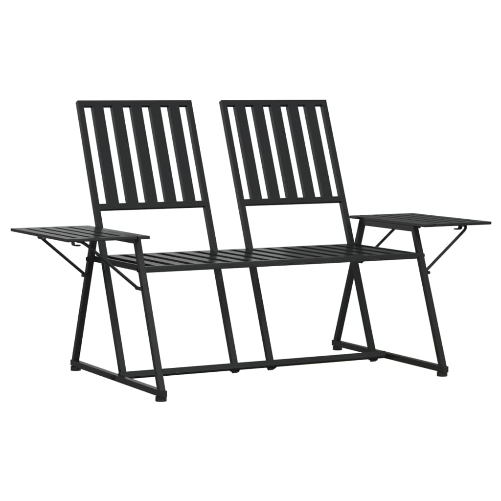 vidaXL 2-Sitzer-Gartenbank 165 cm Schwarz Stahl