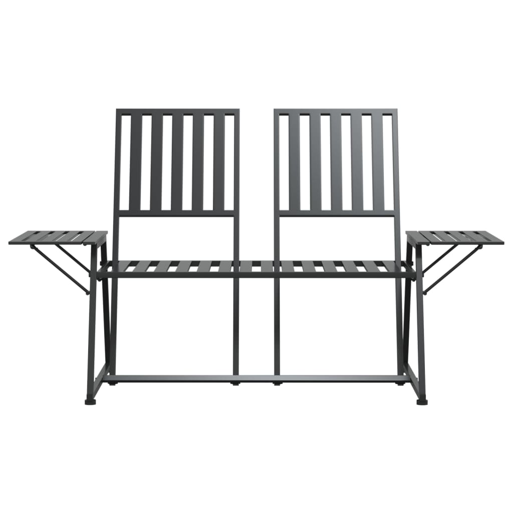 vidaXL 2-Sitzer-Gartenbank 165 cm Schwarz Stahl