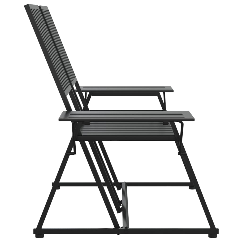 vidaXL 2-Sitzer-Gartenbank 165 cm Schwarz Stahl