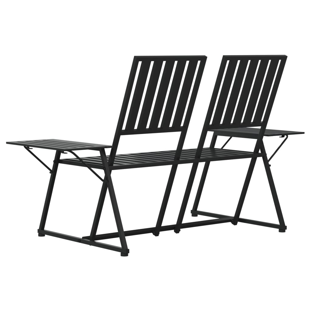 vidaXL 2-Sitzer-Gartenbank 165 cm Schwarz Stahl
