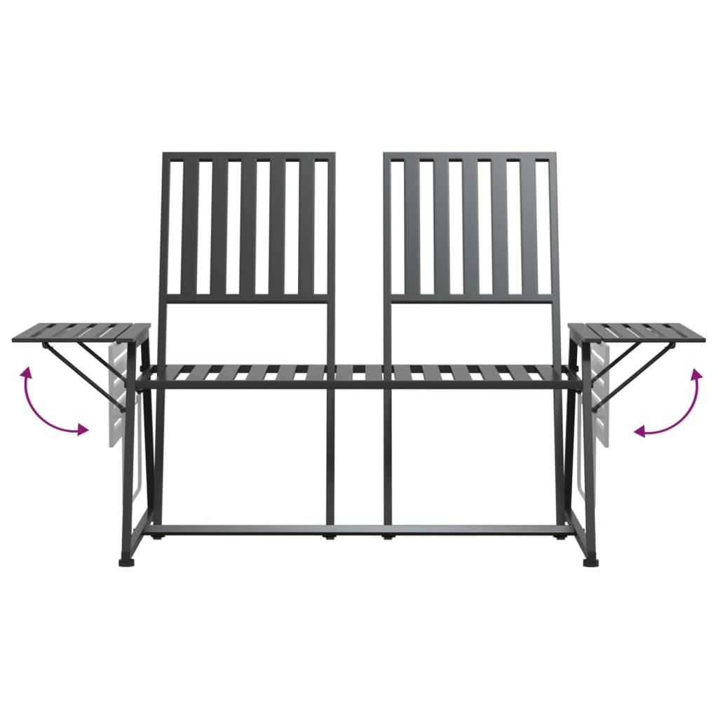 vidaXL 2-Sitzer-Gartenbank 165 cm Schwarz Stahl