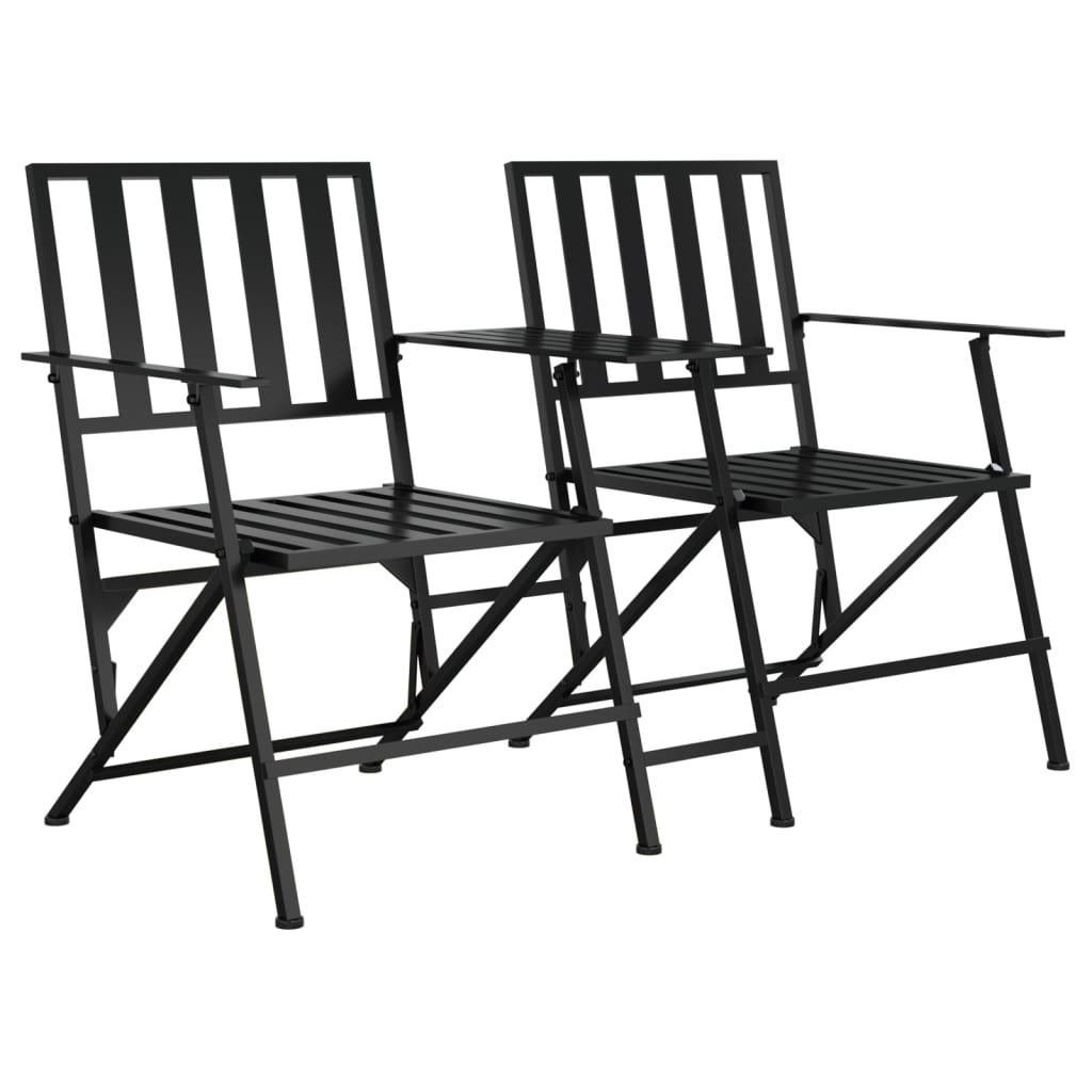 vidaXL 2-Sitzer-Gartenbank Klappbar 137 cm Schwarz Stahl
