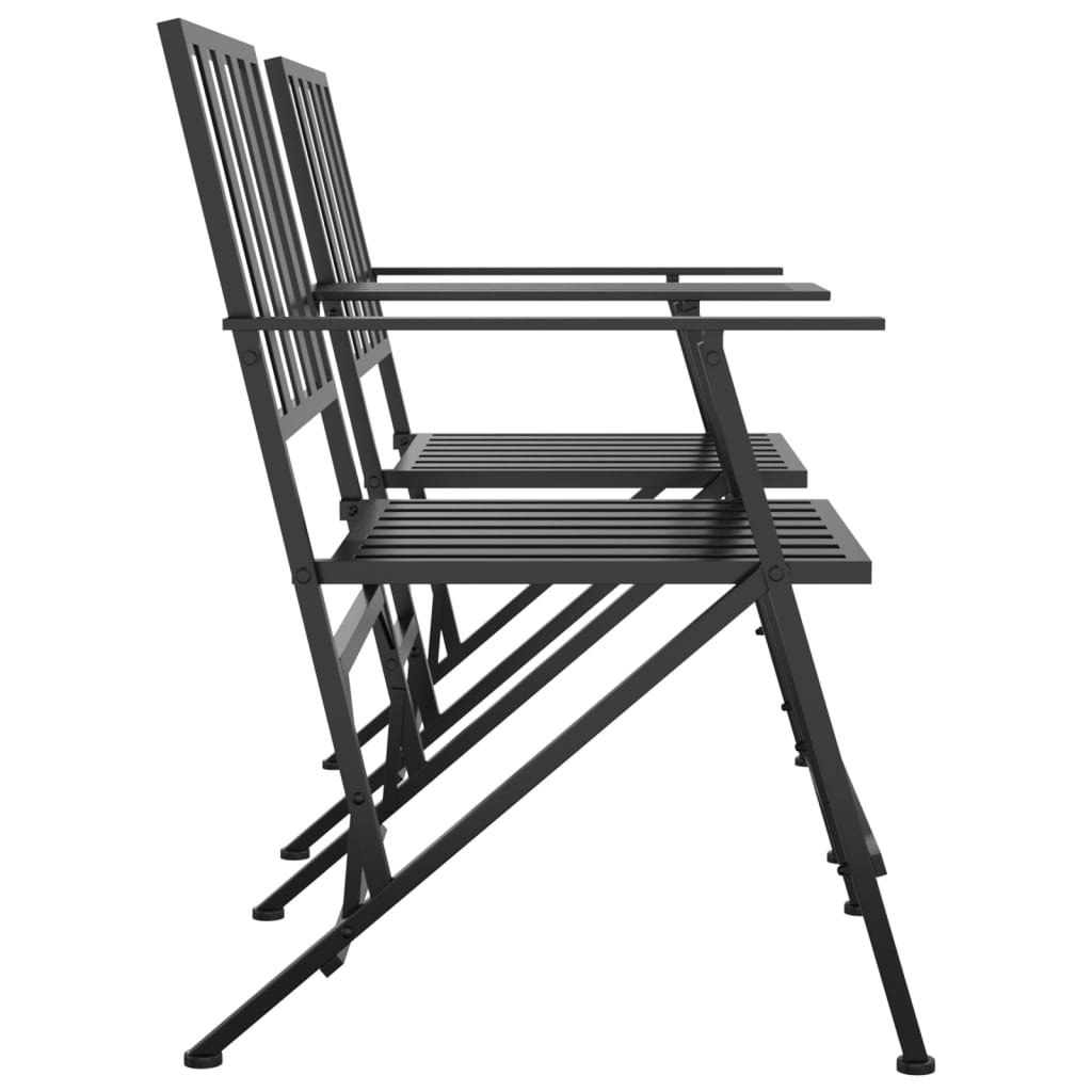 vidaXL 2-Sitzer-Gartenbank Klappbar 137 cm Schwarz Stahl